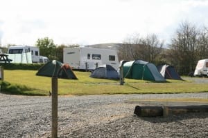 Tents and caravan homes at The Shepherds Rest Camping and Caravan Park in Northern Ireland.