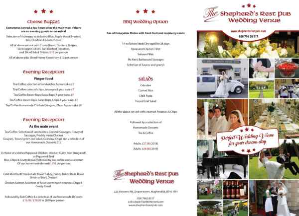 Wedding Menu 2018-2019