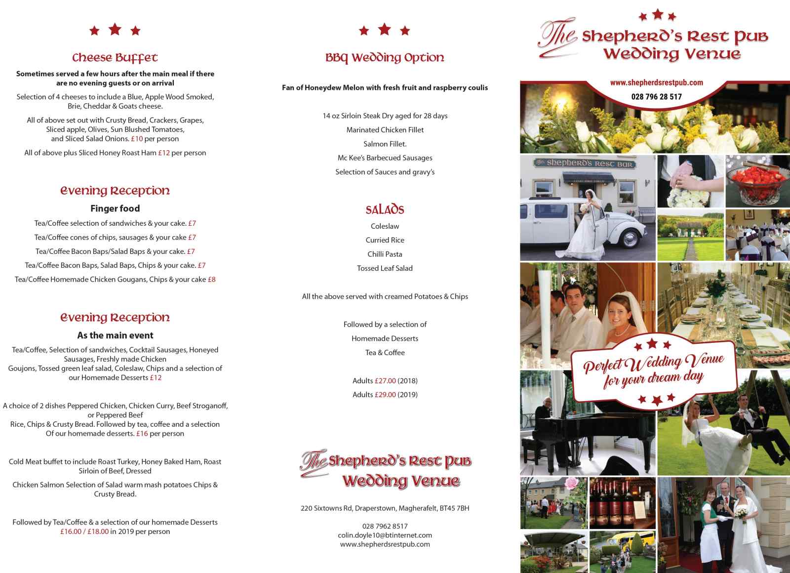 Wedding Menu 2018-2019