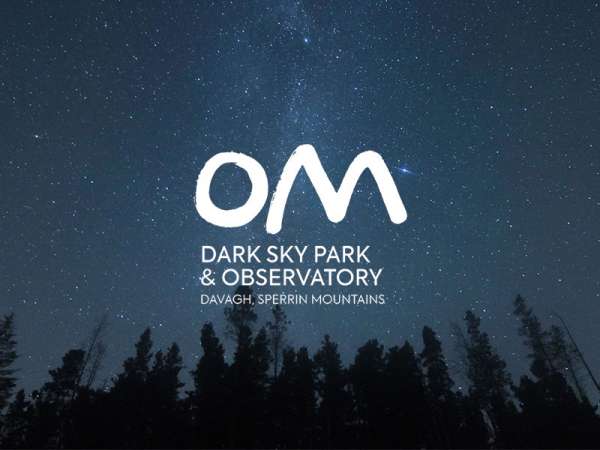 Night sky full of stars visible above the tree line at the bottom.